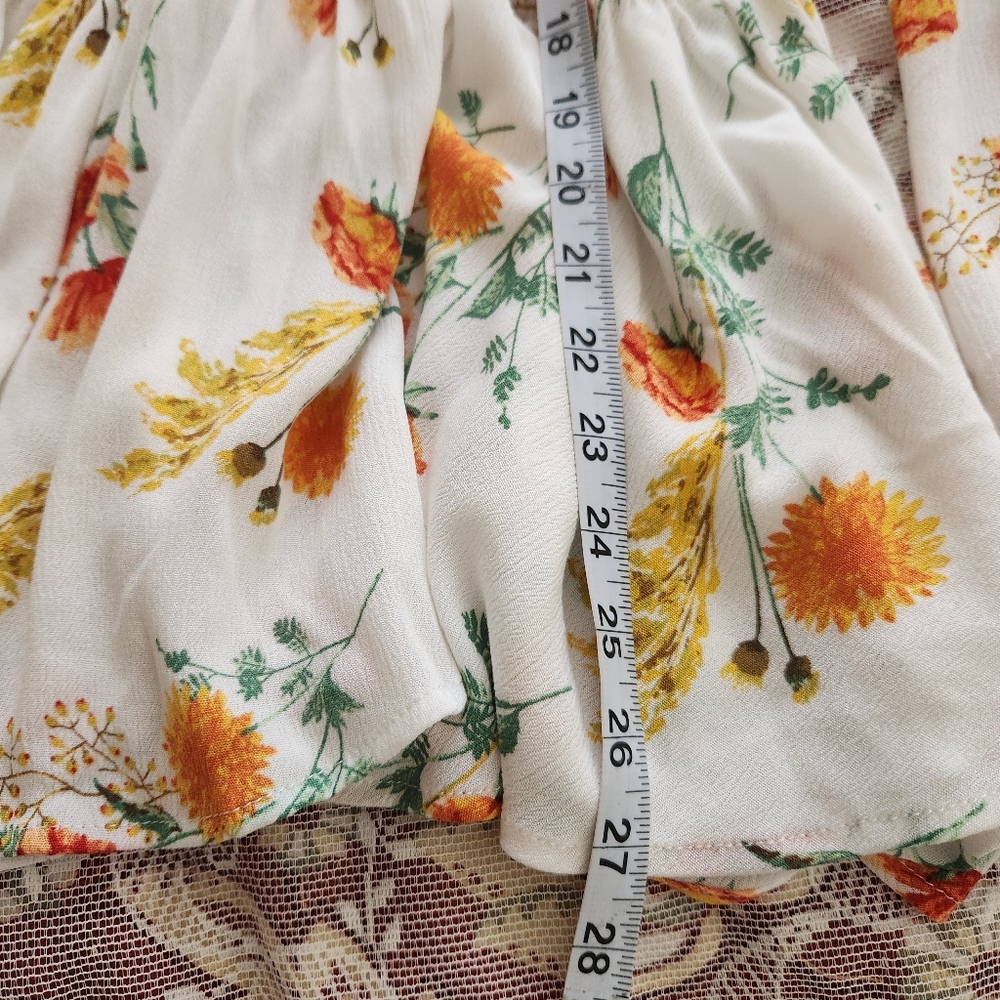 Torrid Floral Top White Orange Layering Swim Elastic Waist Open Tie Front 3X - Picture 9 of 9